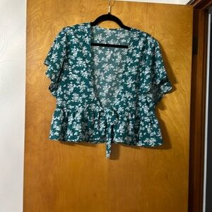 Floral tie front top